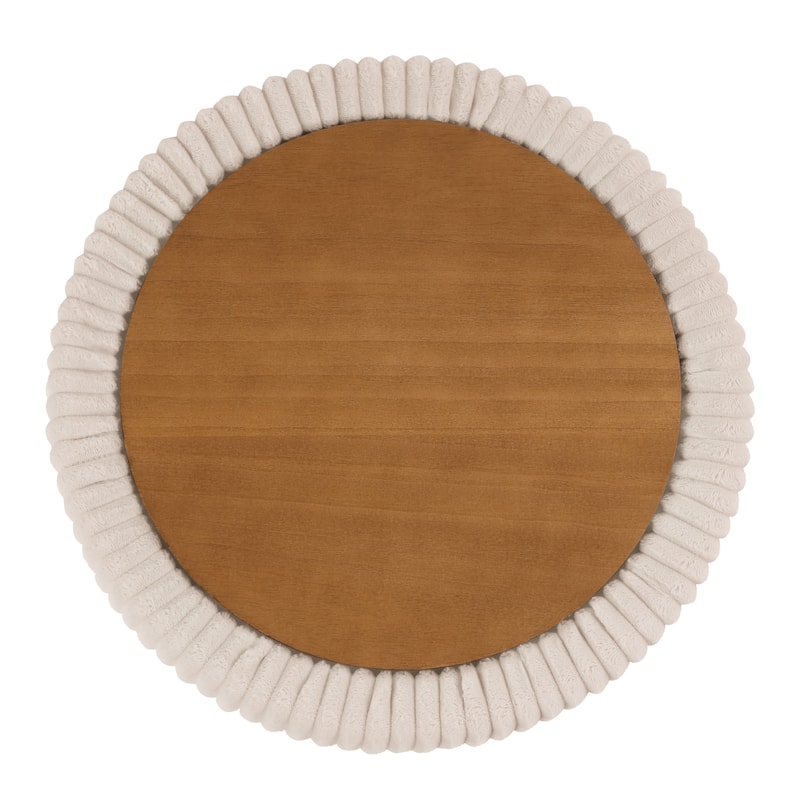 Furniture of America Elyndra 25-inch Round Chenille Storage Ottoman with Flip Top