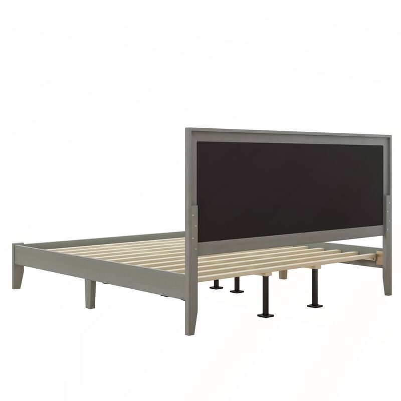 Solid Wood Platform Upholstered Headboard Bed
