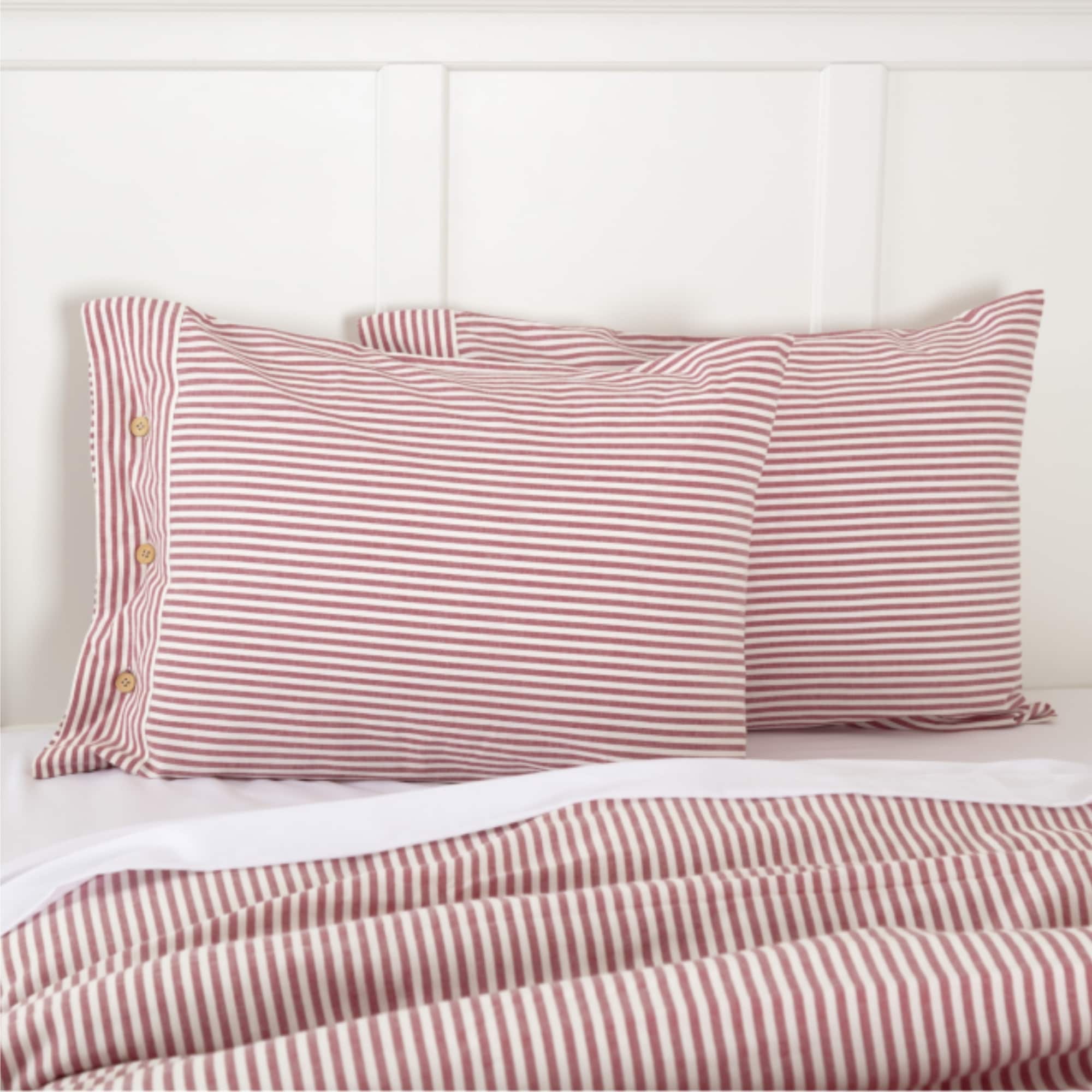 Farmhouse Ticking Red Standard Sham