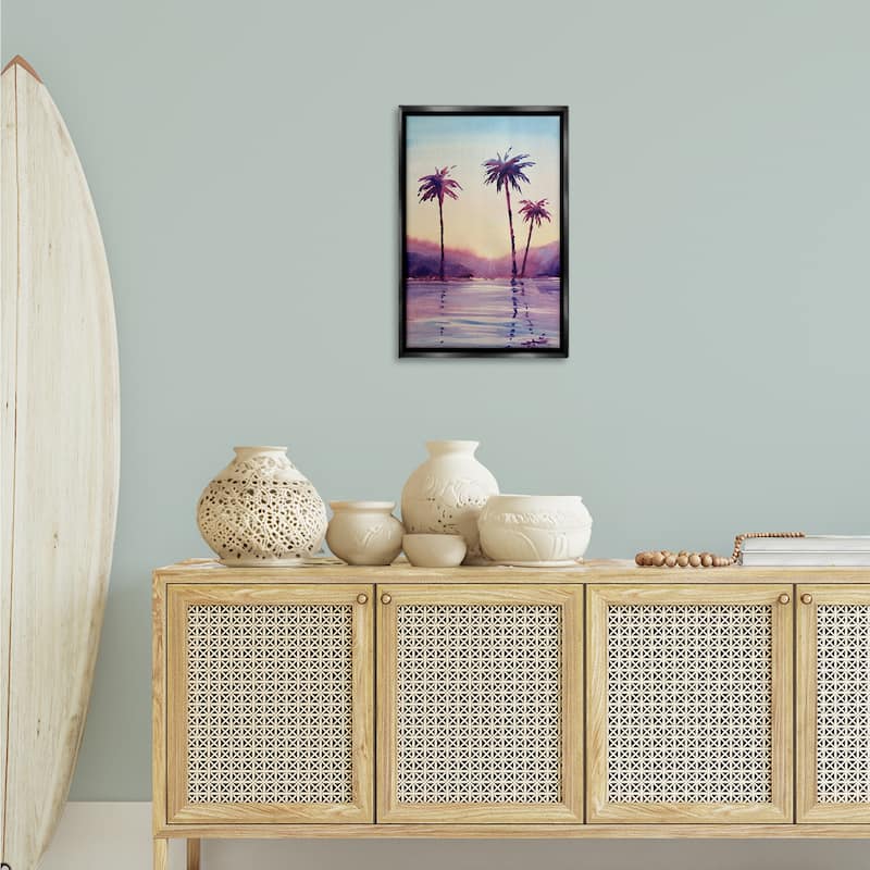 Stupell Purple Hued Palm Trees Framed Floater Canvas Wall Art Design By Stephanie Fielden