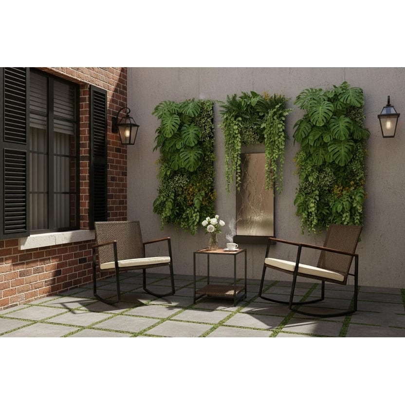 Made4Home Vianna 3-Piece Solid Acacia Wood Patio Rocking Set