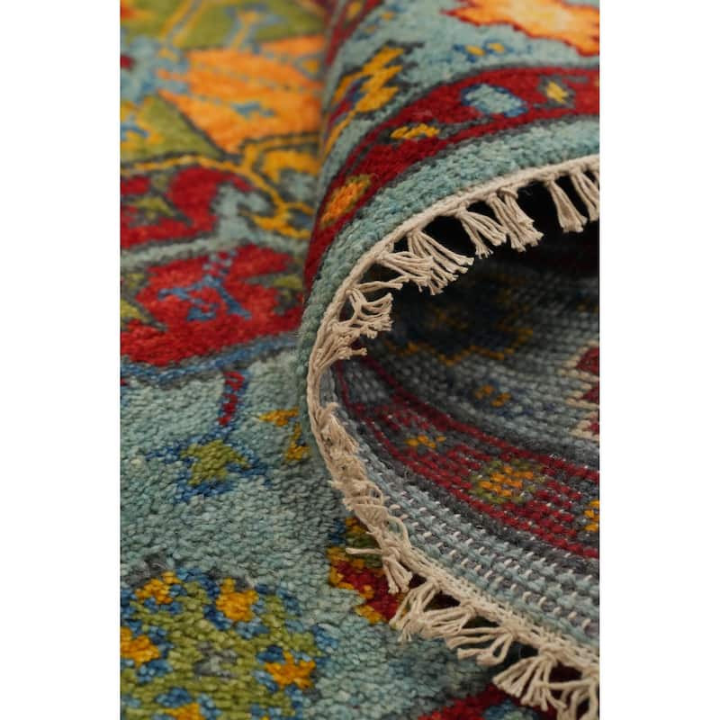 Hand Knotted Oriental 100% Wool Carpet Traditional All-Over Navy Blue & Blues Kazak Area Rug - 10' 1'' X 7' 6''
