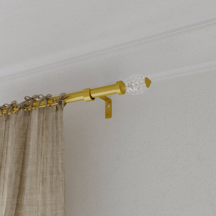 Acroma Adjustable Single Gold Curtain Rod for Windows & Doors.