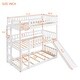 preview thumbnail 8 of 16, Twin Size Pine Wood Triple Bunk Bed with Guardrails, Convertible Ladder and Slide, Convertible Configuration