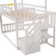 preview thumbnail 10 of 13, Twin House Bunk Bed with Convertible Slide & Storage Staircase, White