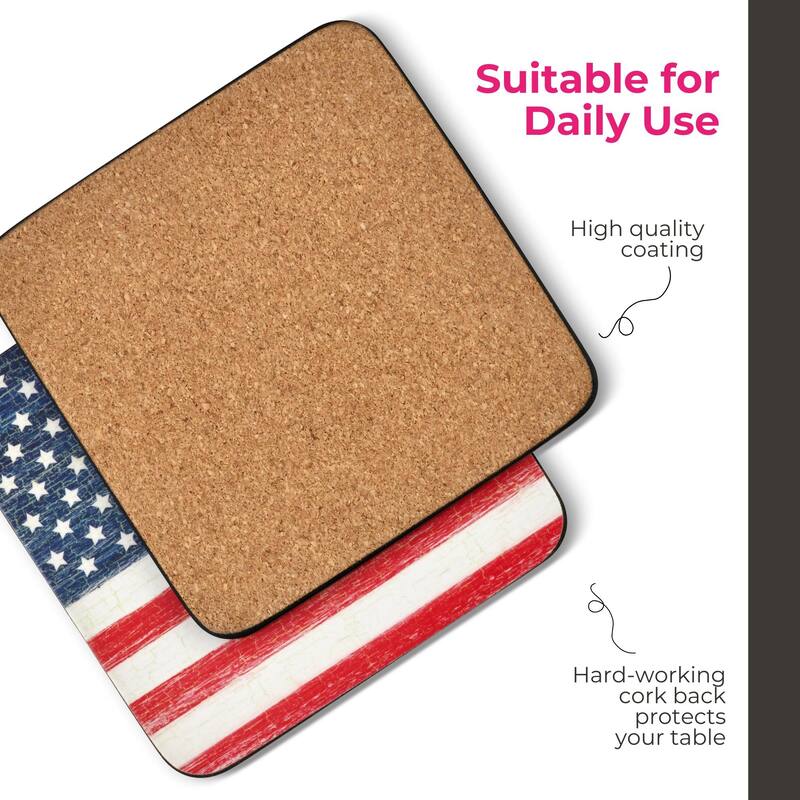 Pimpernel Set of 6 American Flag Coasters - 4 Inches Sq.