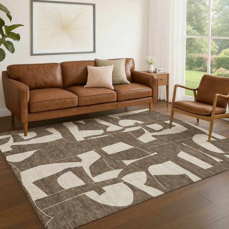 Machine Washable Indoor/ Outdoor Modern Creede Chantille Rug