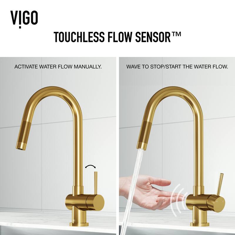 VIGO Gramercy 17" H Single Handle Pull-Down Spout Kitchen Faucet with Touchless Sensor