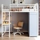 preview thumbnail 60 of 78, Full Size Metal Loft Bed with Workstation Desk, Built-In Shelves, LED Light Strip, Power Outlet & Hanging Wardrobe Storage Full White - Full