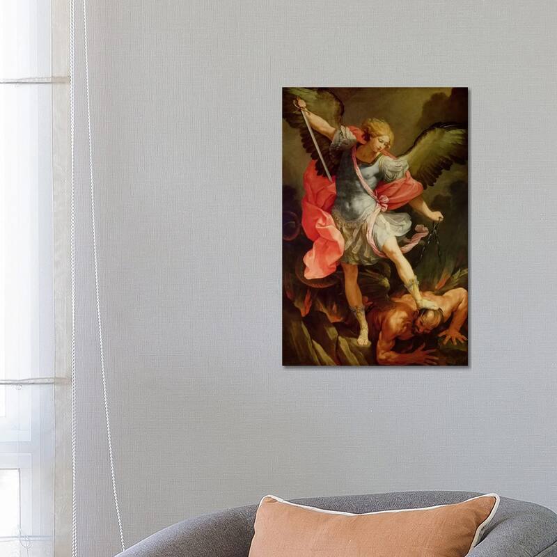 iCanvas "The Archangel Michael defeating Satan " by Guido Reni Canvas Print - 26x18x1.5