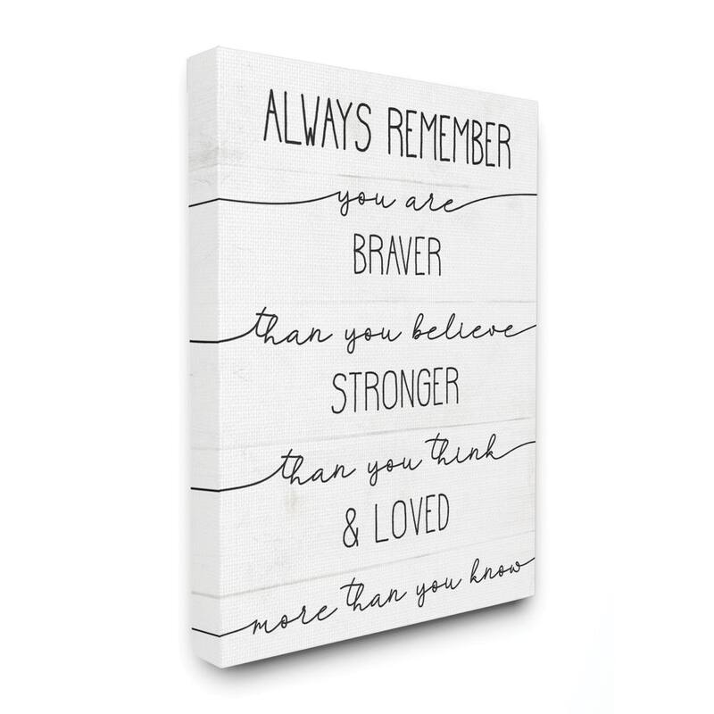 Stupell Braver Stronger Loved Family Inspirational Word Design Canvas Wall Art - 16 x 20