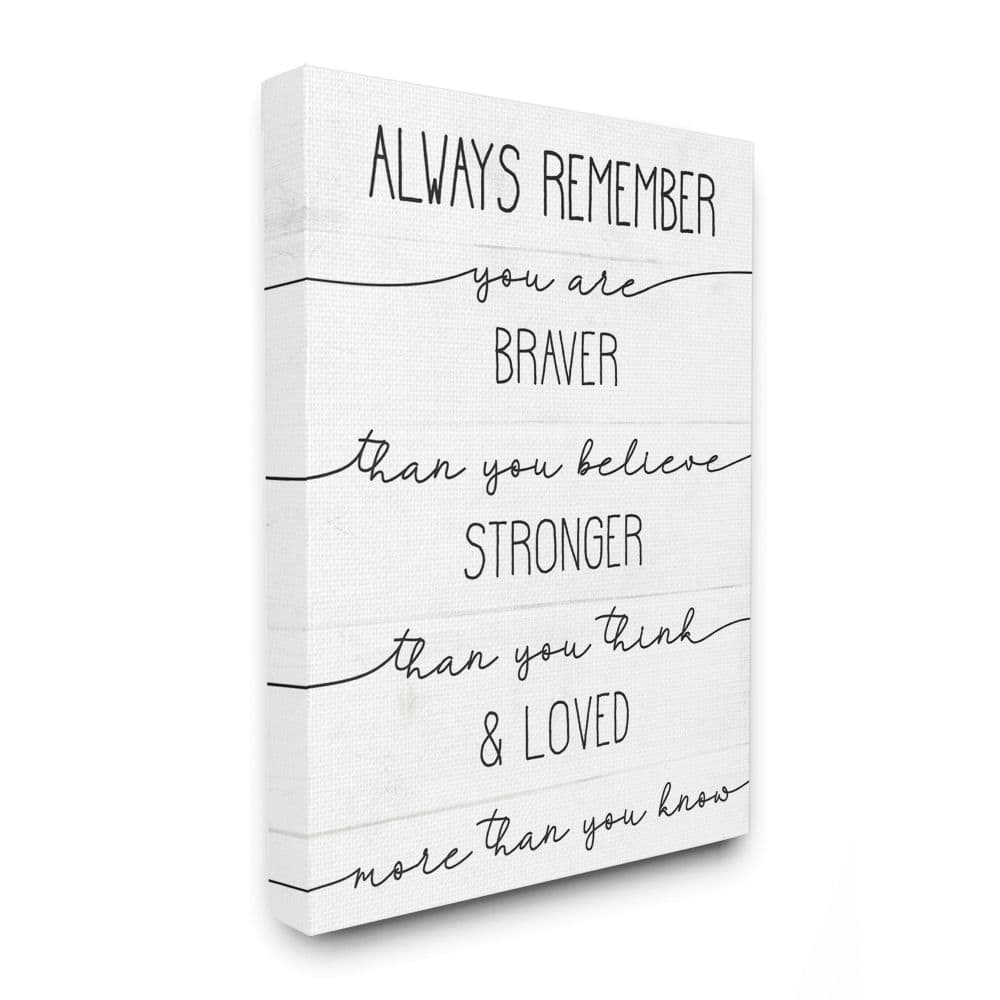 Stupell Braver Stronger Loved Family Inspirational Word Design Canvas Wall Art