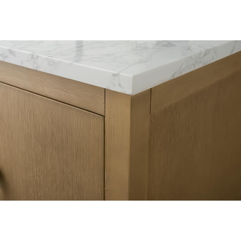 Vanity Art 60" Single Sink Bathroom Vanity Cabinet with Engineered Marble Countertop