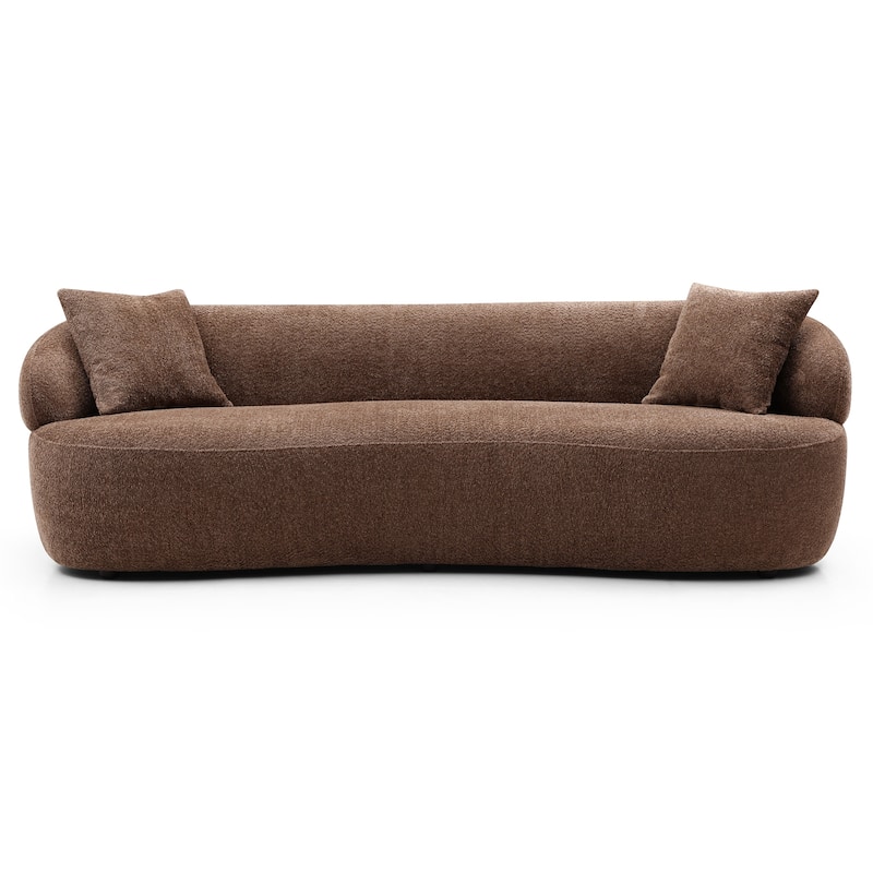 Modern Fabric Curved Sofa, 3 Seat Cloud Boucle Sofa