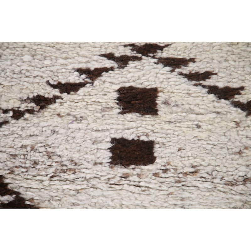 Plush Turkish Anatolian Runner Rug Hand-knotted Geometric Wool Carpet - 3'4"x 11'4"