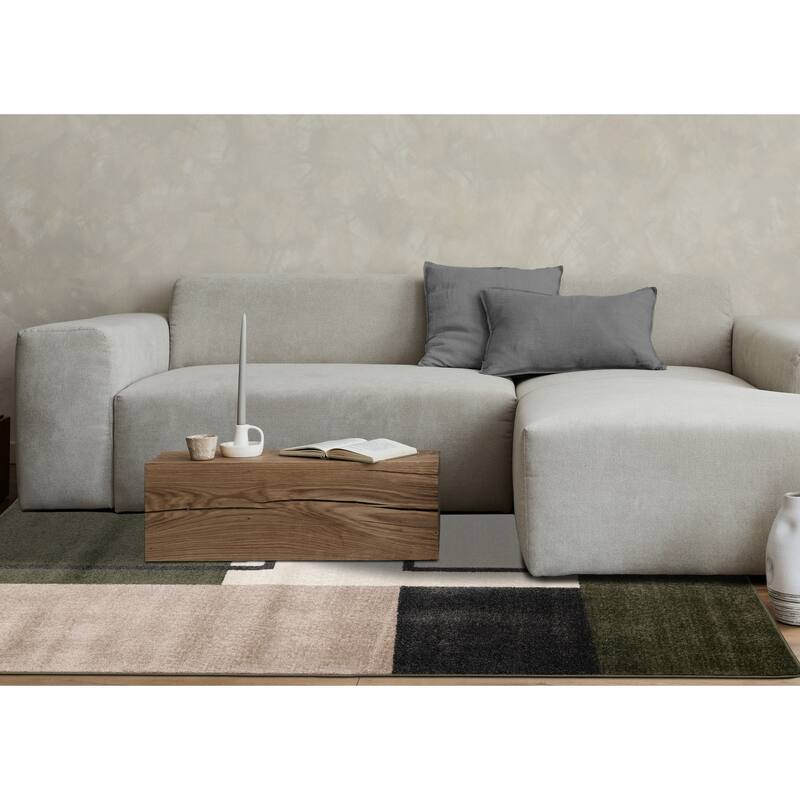 Marley Collection - Geometric Modern Green Grey White Area Rug