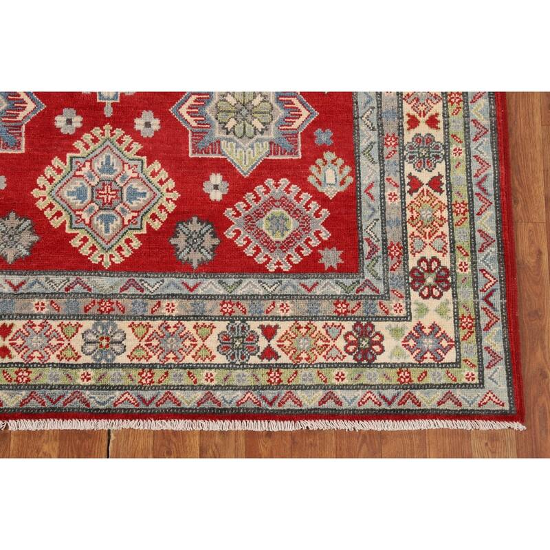 Red Kazak Oriental Area Rug Bedroom Hand-Knotted Wool Carpet - 5'0" x 6'9"
