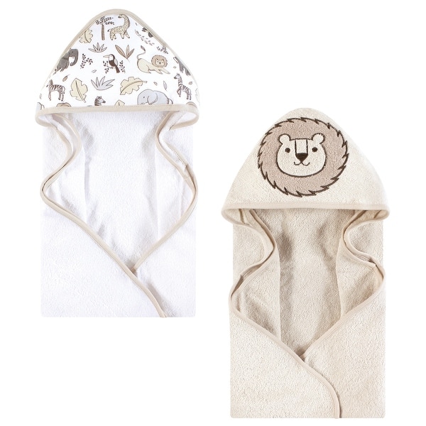 slide 1 of 1, Hudson Baby Cotton Animal Face Hooded Towel, Neutral Safari, One Size - Neutral Safari - One Size One Size - Neutral Safari