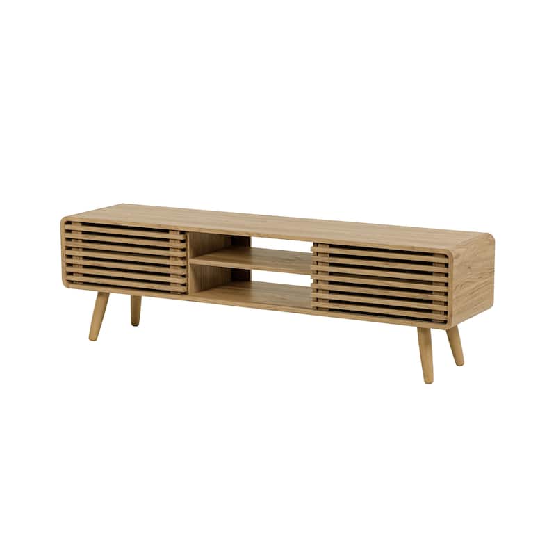 NPD Furniture Wilson 58 Inch Slat Low TV Stand - Terra Oak