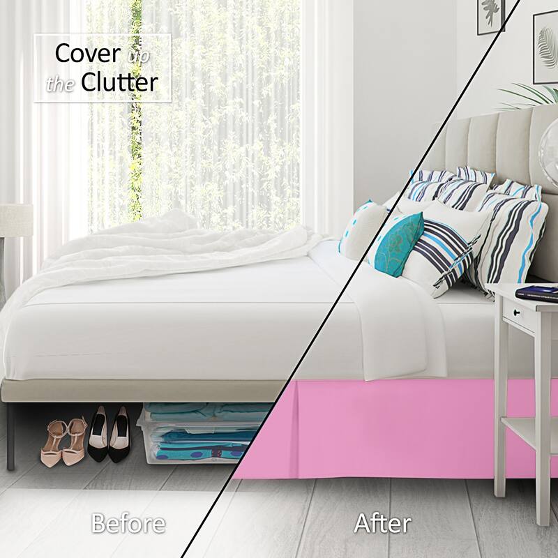Clara Clark Pleated Bed Skirt-14 inch Tailored Drop - Soft Double Brushed Premium Microfiber Ruffle Bed Skirt - Includes 8 Pins