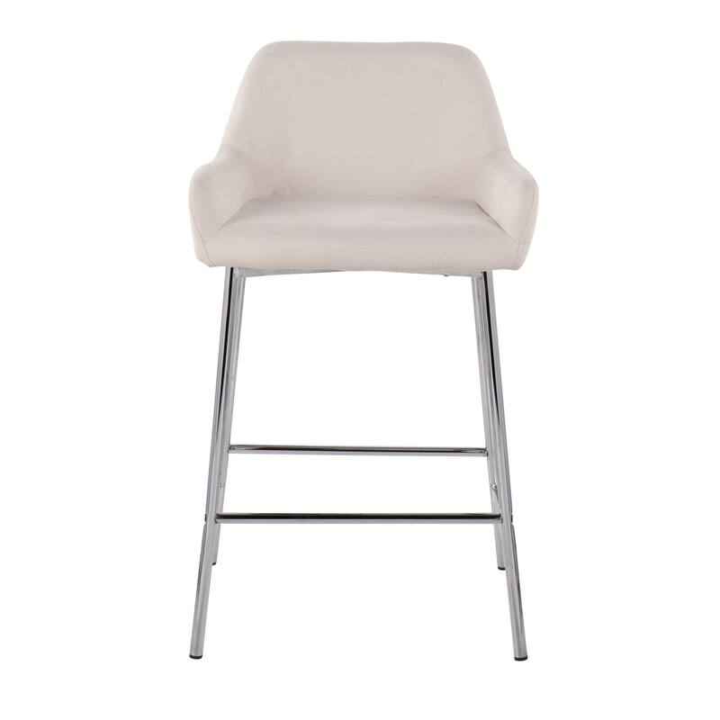 Silver Orchid Galotti Chrome Fixed-Height Upholstered Counter Stool - Set of 2