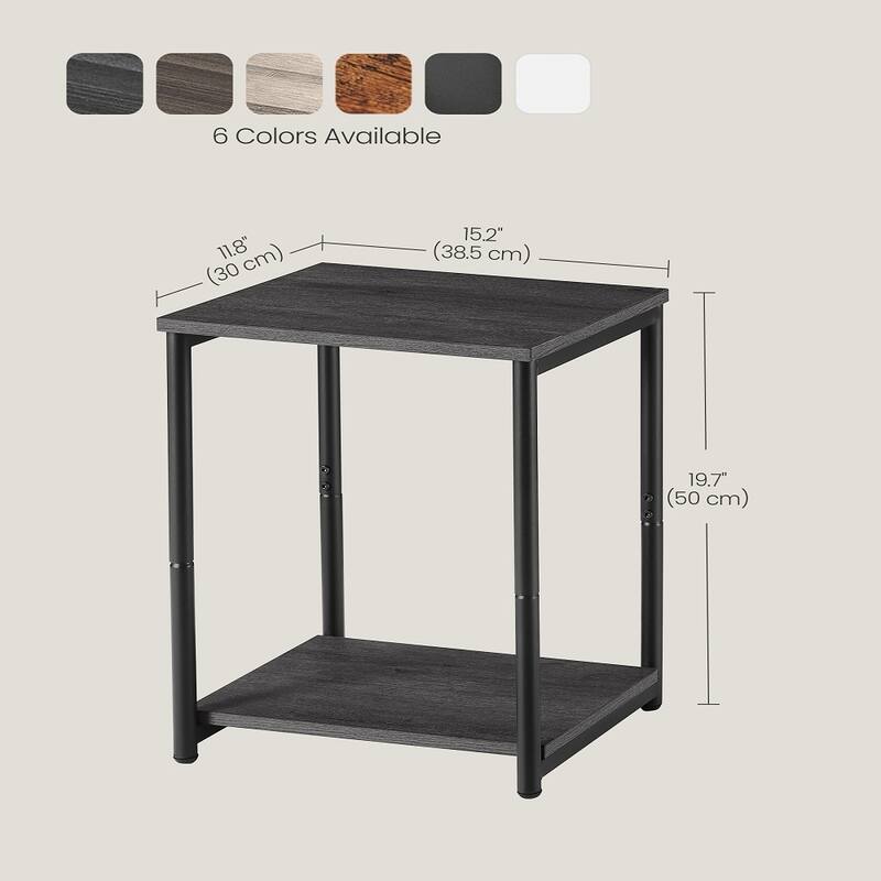 Set of 2 Open Back Side Tables with 2 Particleboard Panels and Black Side Steel Frame - 11.8”L x 15.2”W x 19.7”H