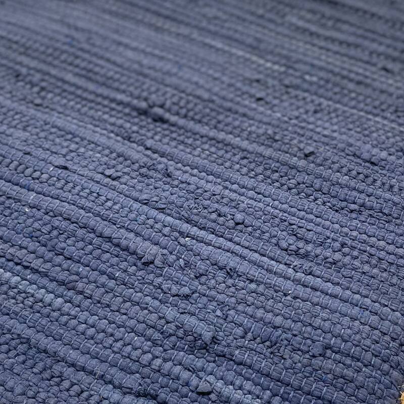 Sevita Solid Midnight Blue Jute Bordered Throw Pillow