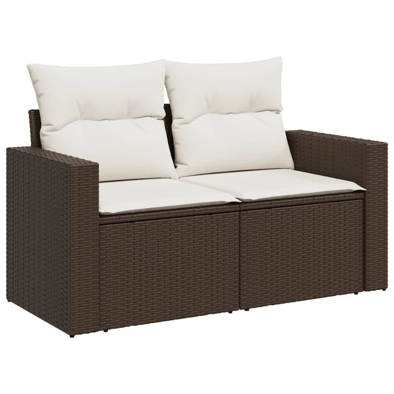 vidaXL Patio Sofa Set with Cushions Outdoor Furniture 10 Piece Poly Rattan - 24.4 x 24.4 x 27.2