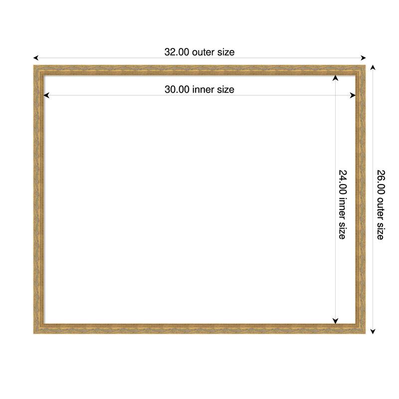 Mila Framed Dry Erase Magnetic Board - 32 x 26 in - Mila Dark Gold