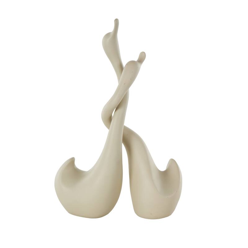 Beige Ceramic Intertwined Swan Decorative Sculpture (Set of 2)