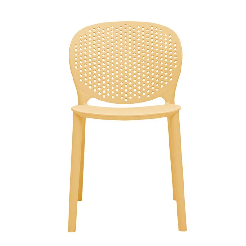 HomeRoots Set Of Four Yellow Heavy Duty Plastic Juvenile Chairs - 14.00 in. x 23.00 in. x 16.00 in.
