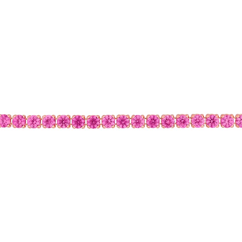 Miadora 6 1/8ct TGW Created Pink Sapphire Tennis Bracelet in Rose Silver