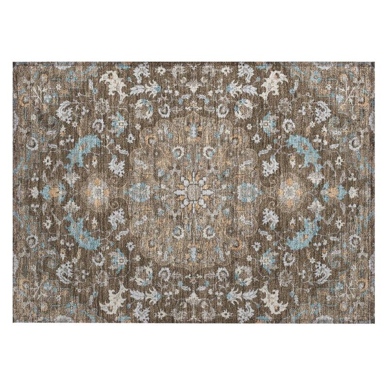Machine Washable Indoor/ Outdoor Traditional Indore Chantille Rug