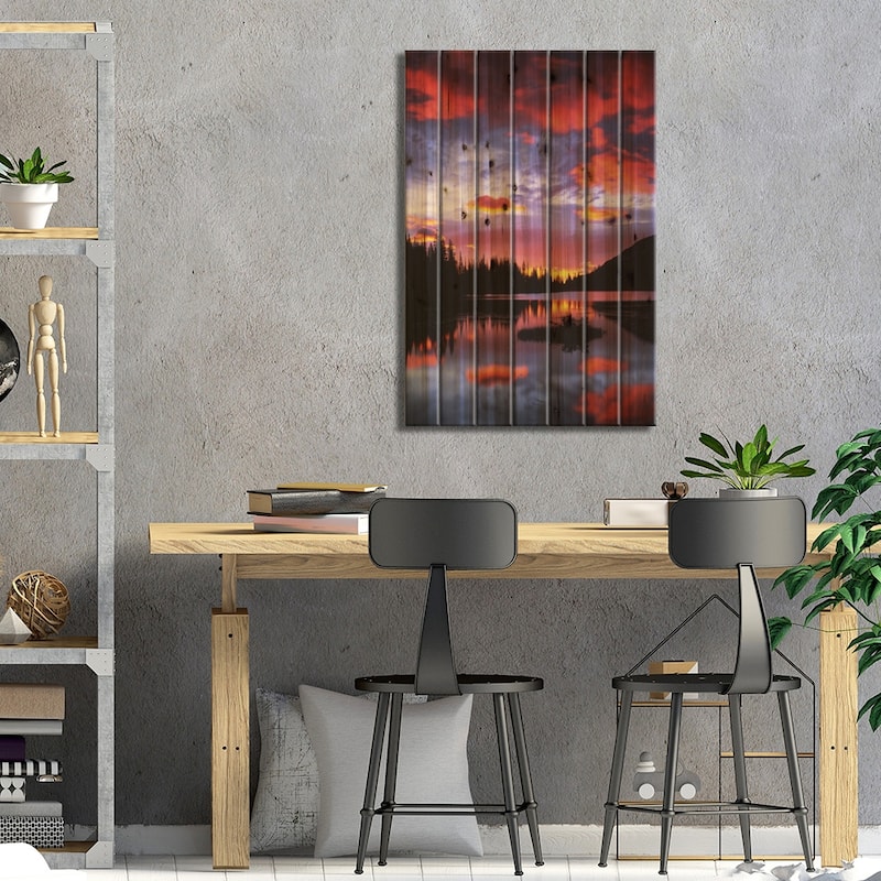 Cloudy Sunset II, Reflection Lake, Mount Rainier National Park, Washington, USA Print On Wood by Charles Gurche - Multi-Color
