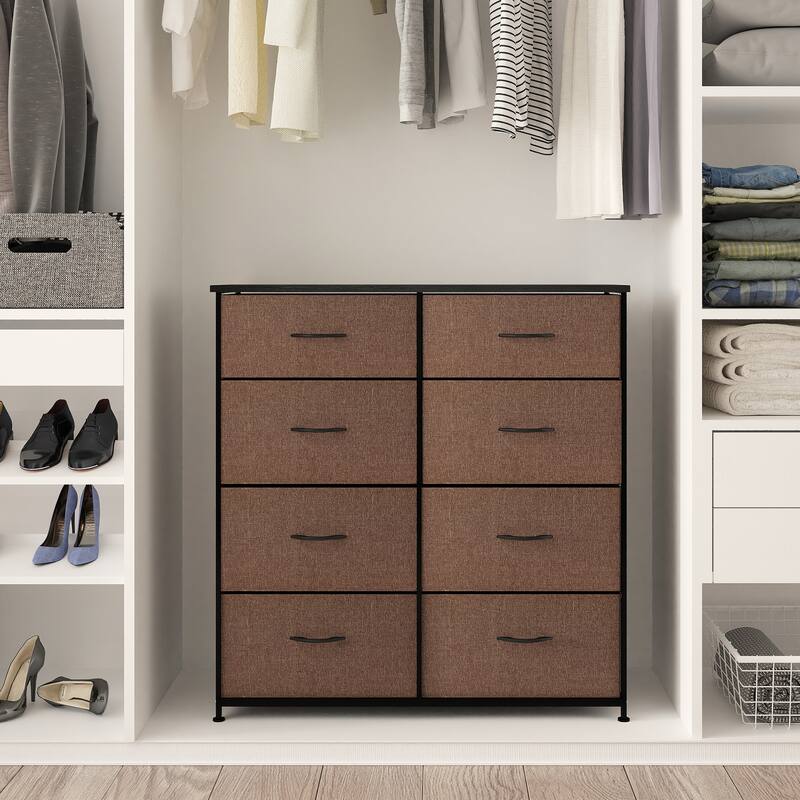 Modern Wide Dresser Storage Tower with 8 Drawers