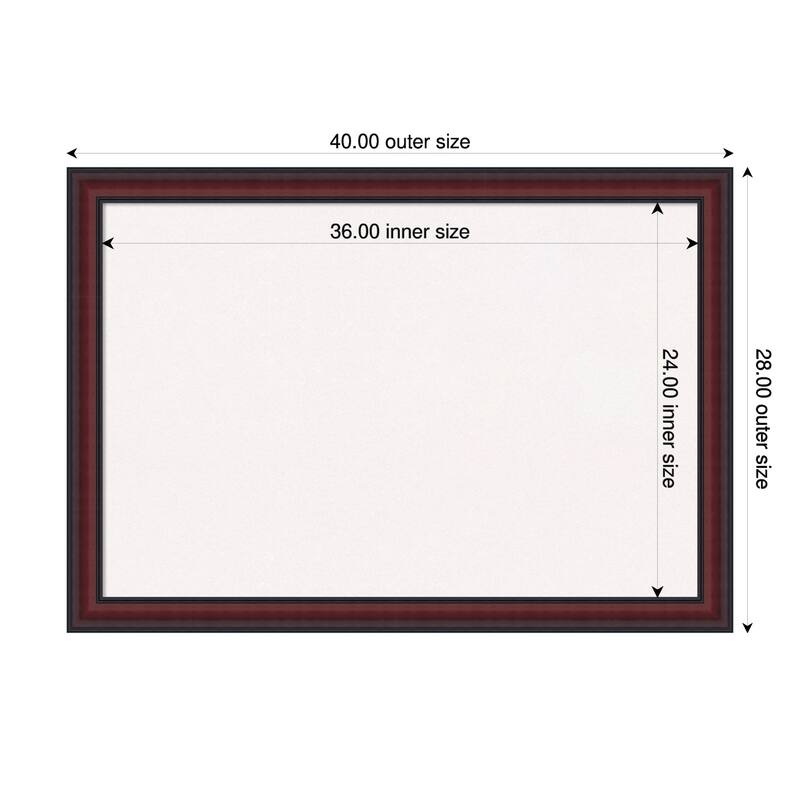 Dalat Cherry Framed Cork Board - Bulletin Board, Organization Board, Pin Board - White - 40 x 28 in