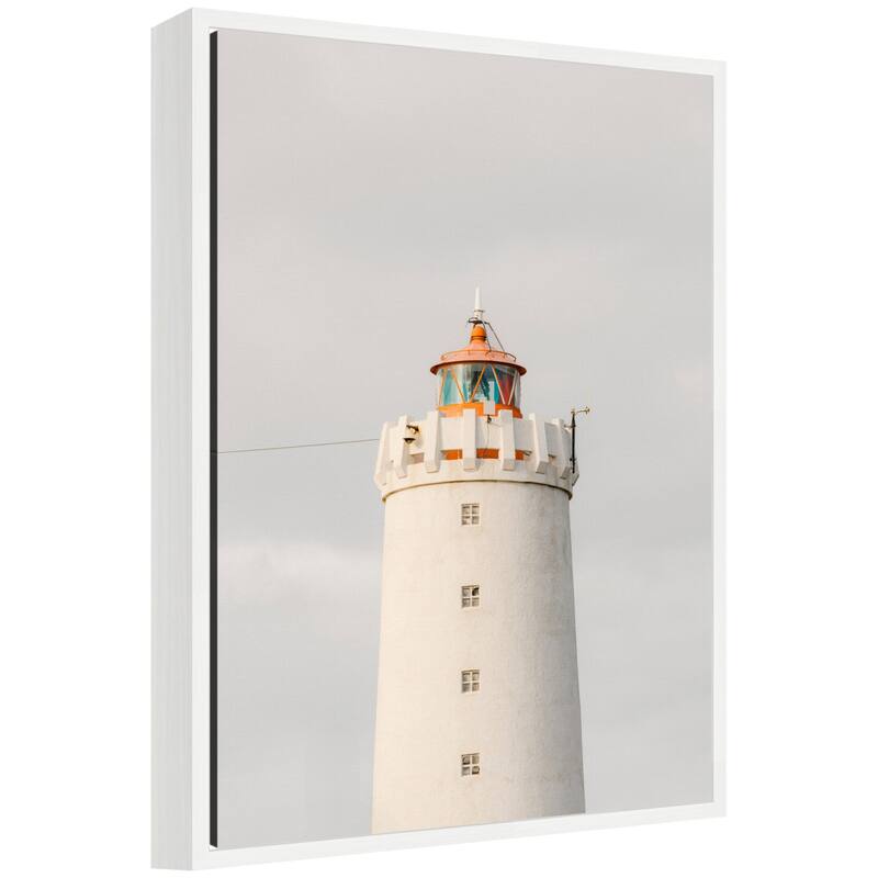 Kate and Laurel Sylvie Grotta Lighthouse Iceland Framed Canvas by Crystal Lynn Collins - 18x24