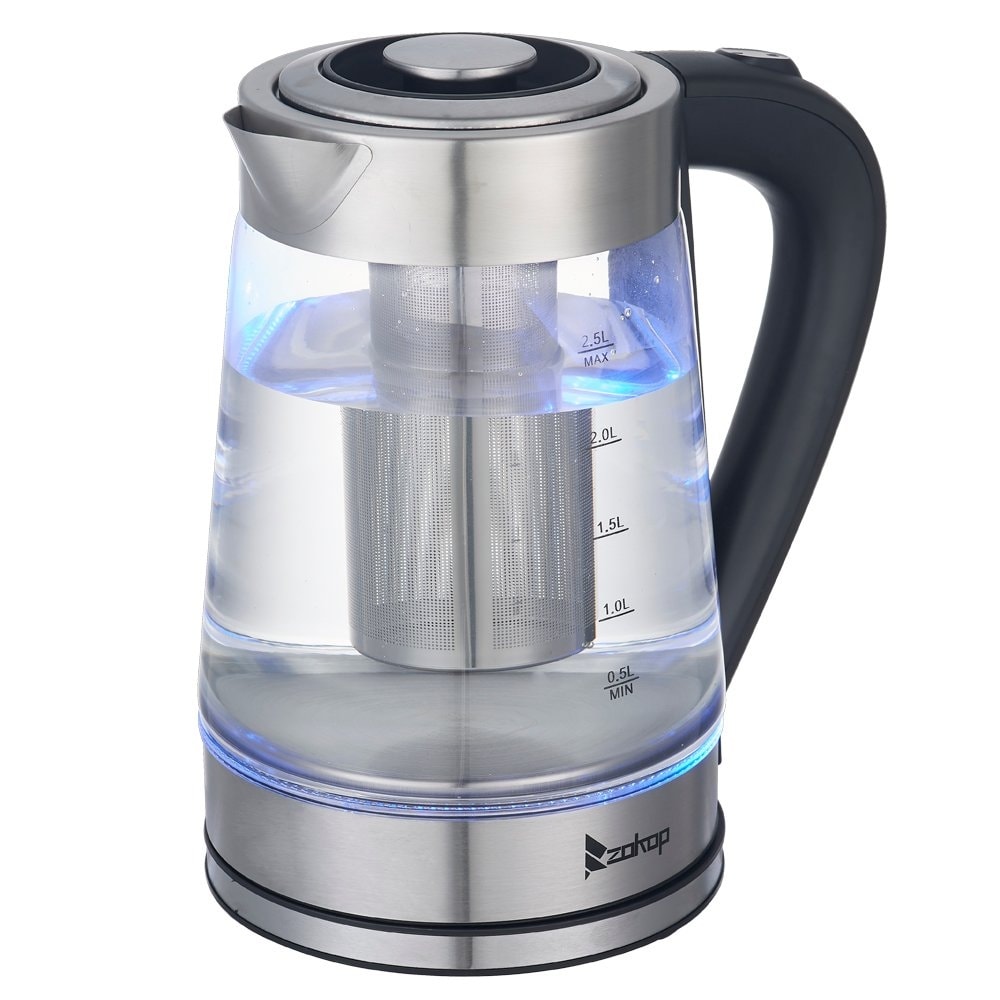 1500W Electric Kettle with SpeedBoil Tech, 1.8 Liter Cordless with LED Light, Blue Glass