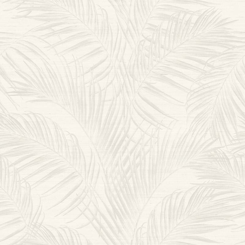 Galerie Wallcoverings Synergy Collection Lush Leaf Palm Sheen Finish Vinyl on Non-woven Wallpaper Roll - 33-feet long x 21-inches wide - Cream