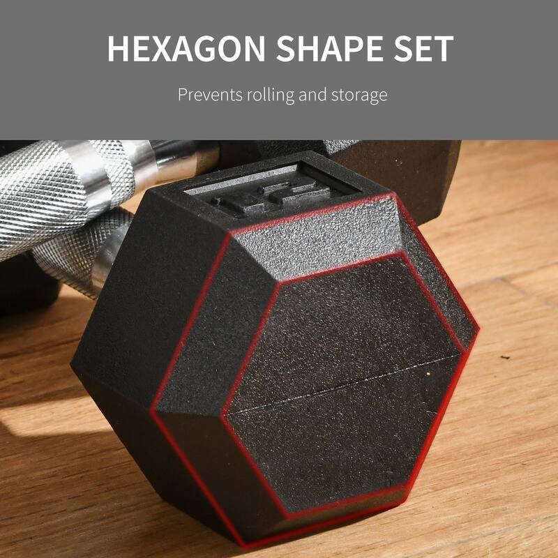 Soozier Hex Rubber Free Weight Dumbbells, 12 Lbs. Set of 2, Lift Weights for Strength Training, Black