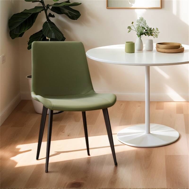 4 PCS Modern Dining Room Chairs, Upholstered Faux Leather Cushion Seat & Sturdy Metal Legs