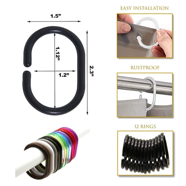 Evideco Shower Curtain Rings Plastic Hooks (Set of 12) Bed Bath & Beyond 17000836