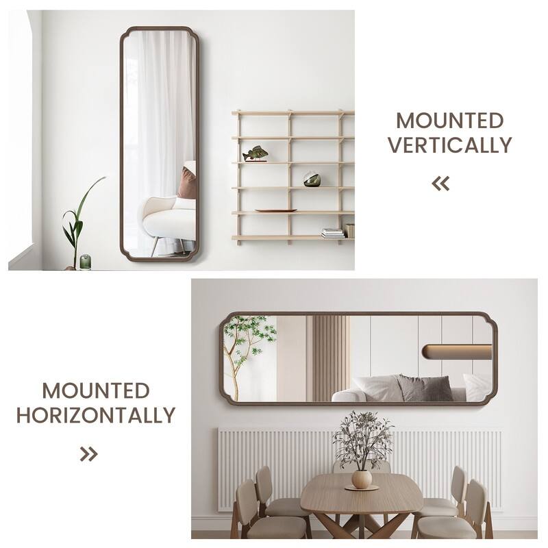 Farmhouse Full-length Mirror with Walnut Frame