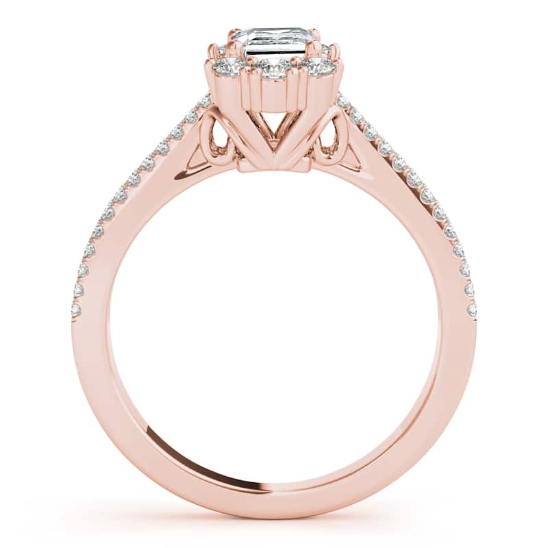 Auriya 14k Rose Gold Lab Grown Emerald Diamond Halo Engagement Ring 0.50 to 5.00 ct. tw. (F-G VS)