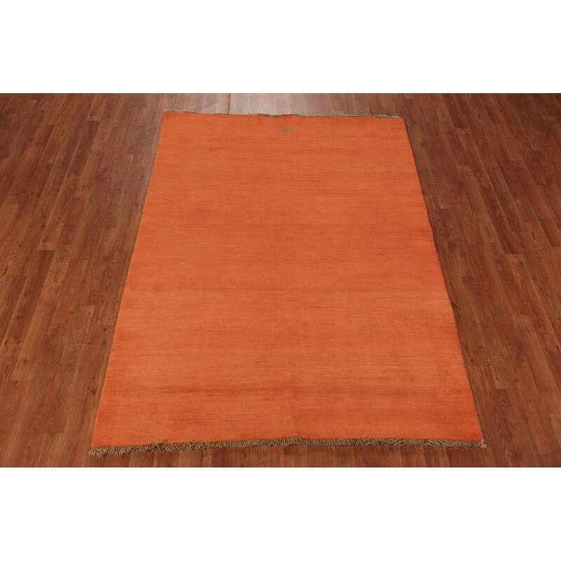 Orange Gabbeh Modern Oriental Rug Handmade Wool Carpet - 4'9" x 6'5"