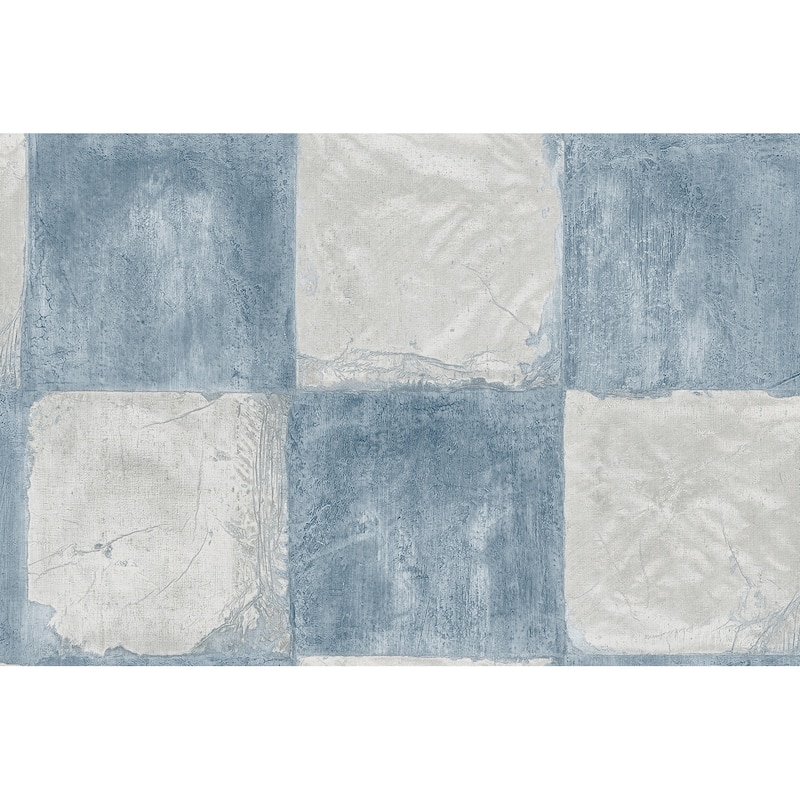 Seabrook Designs Corsica Tiles Unpasted Wallpaper - 27 in. W x 27 ft. L - Metallic Silver and Blue