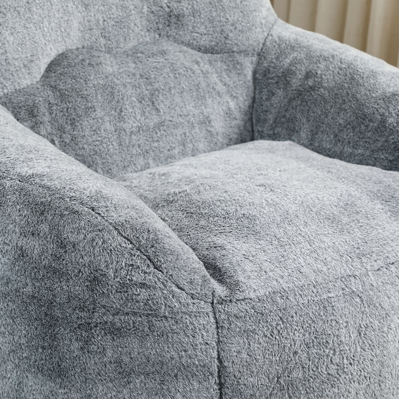 Living Room Bedroom faux fur Fabric Bean Bag Chair with Armrests