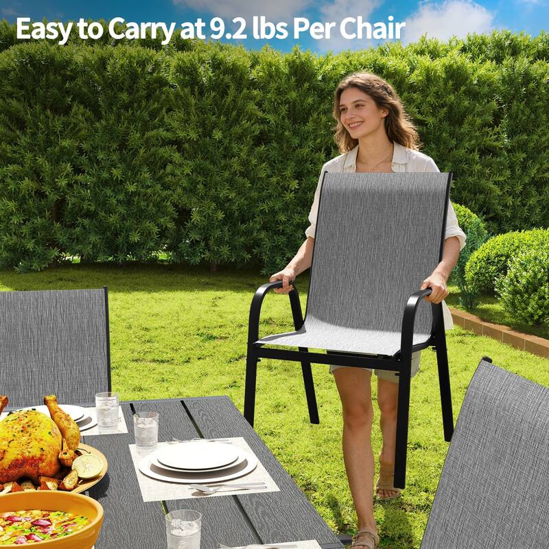 Patio Textilene Dining Chairs Set of 2/4/6/8, Outdoor Stackable Dining Chairs for Backyard, Patio Sling Chairs