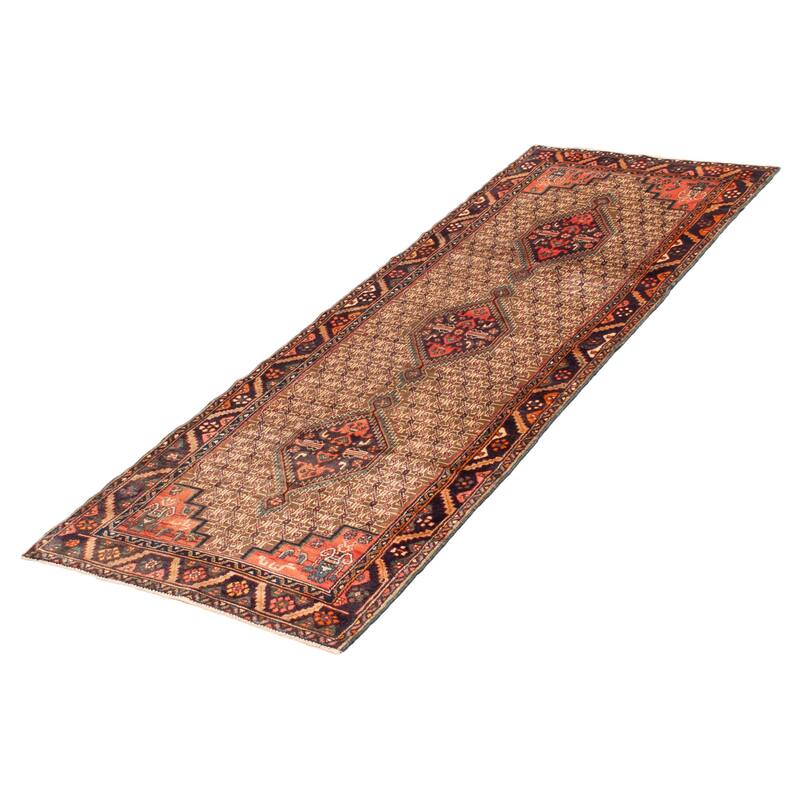 ECARPETGALLERY Hand-knotted Anatolian Vintage Brown Wool Rug - 3' 8" x 9' 11"
