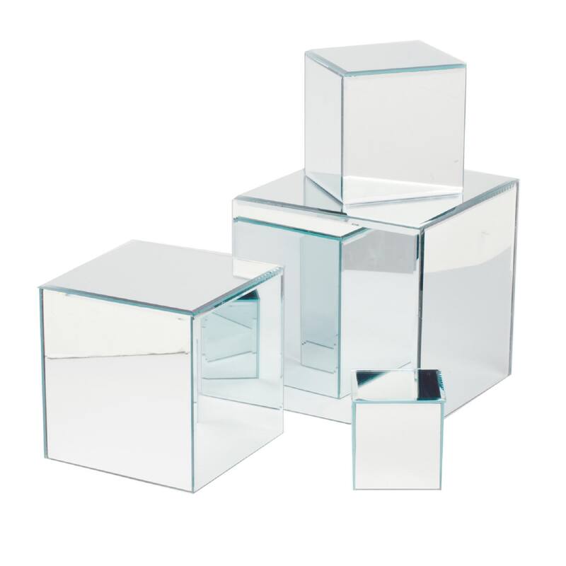 Square Glass Mirrored Riser Pedestals